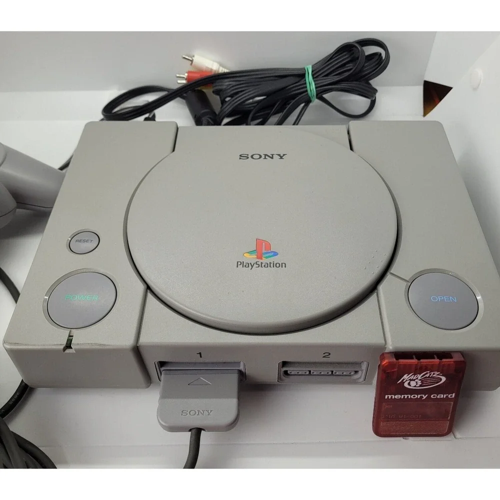 Sony PlayStation PS1 Console With Box Tested Works Extra Memory Card Vintage